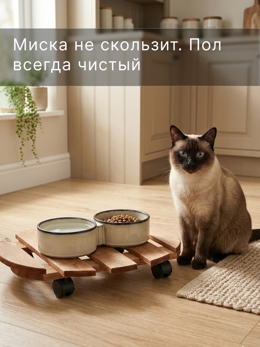 Подставка для цветов, 30х30х7, Флорэль, круглая на колесиках, этажерка, напольное, на подоконник, полка, из массива дерева, рустик, коричневый — фото 3