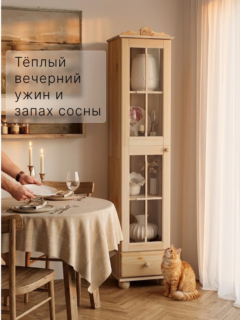 Шкаф витрина Бритта однодверный лак