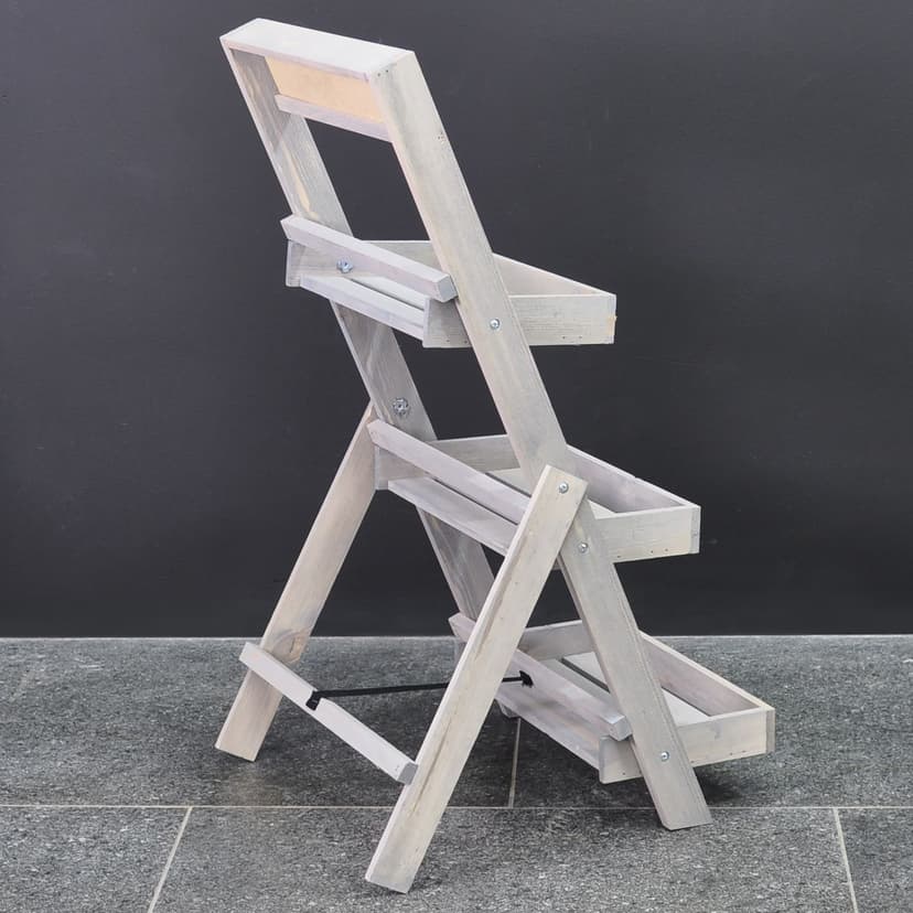 Этажерка для цветов 3 яруса, 35×17×78, грифельная доска, массив сосны, серый бейц