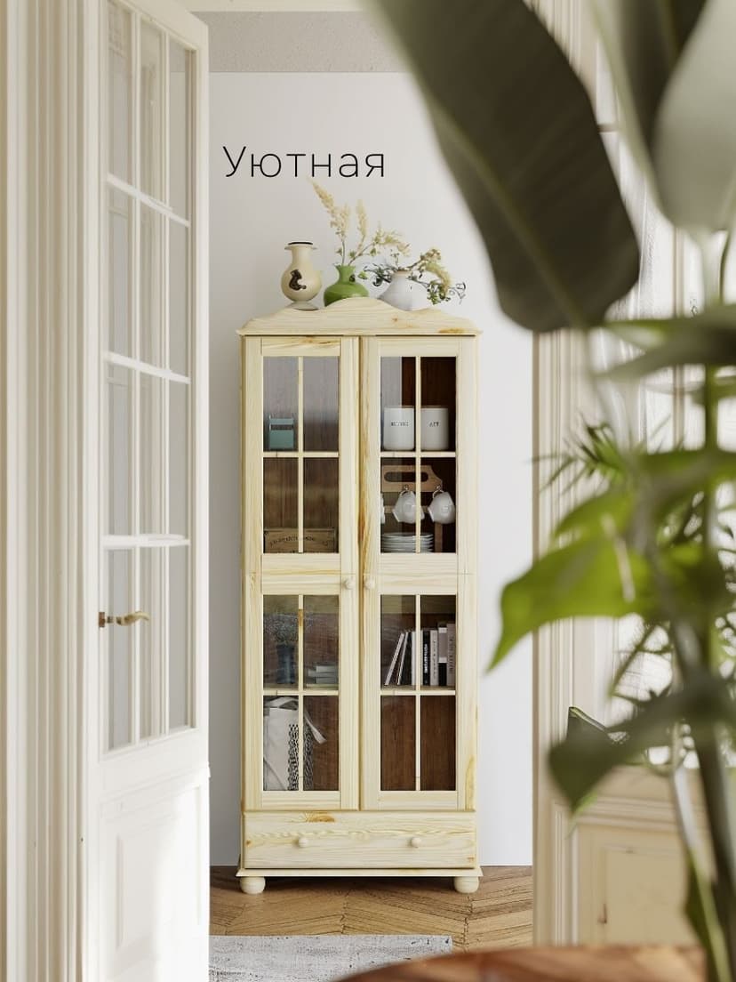 Шкаф витрина Бритта двухдверный лак