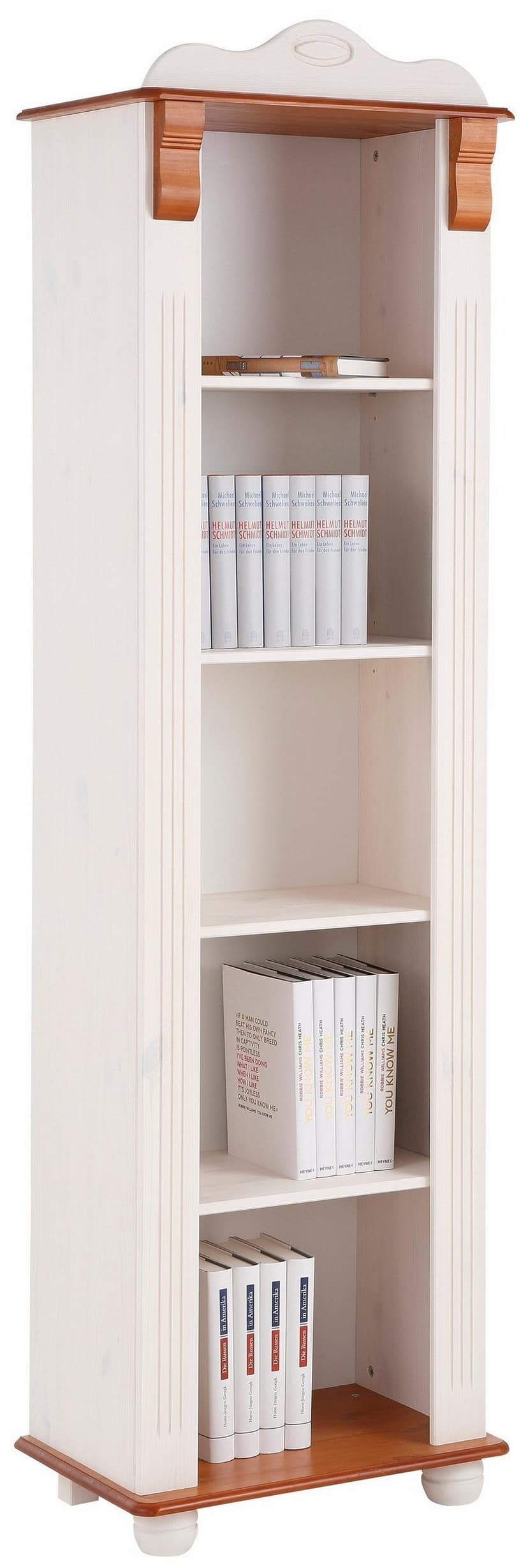 Шкаф книжный, массив сосны, белый воск/черри — фото 4