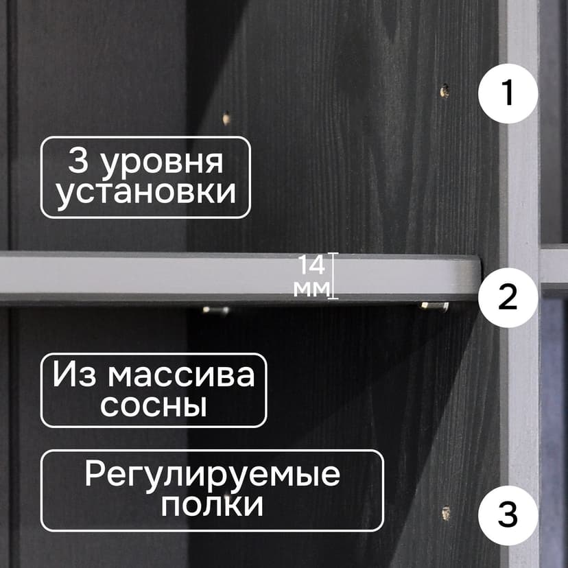 Dipriz Тумба Лена 4 двери из сосны, с ящиками (нижняя часть буфета Лена), серый/антик