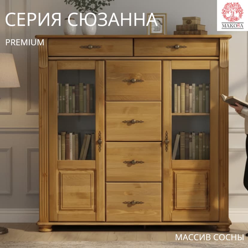 Комод деревянный Сюзанна, бейц