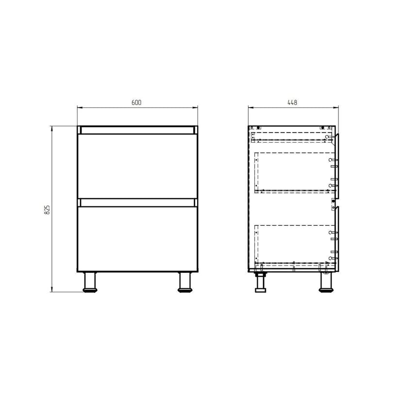 Кухонный модуль напольный 60 см Виго, 3 ящика, без столешницы, персидский жемчуг, дубовый фасад, темно-бежевый — фото 2