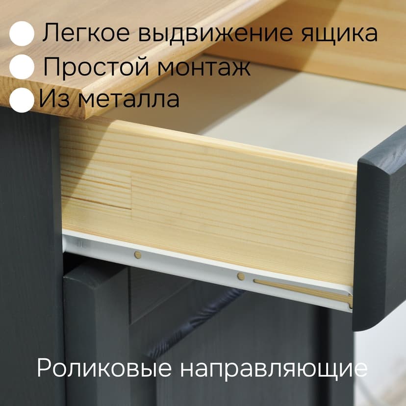 Тумба Лена однодверная из сосны, с ящиком (нижняя часть буфета Лена), серый/антик — фото 7