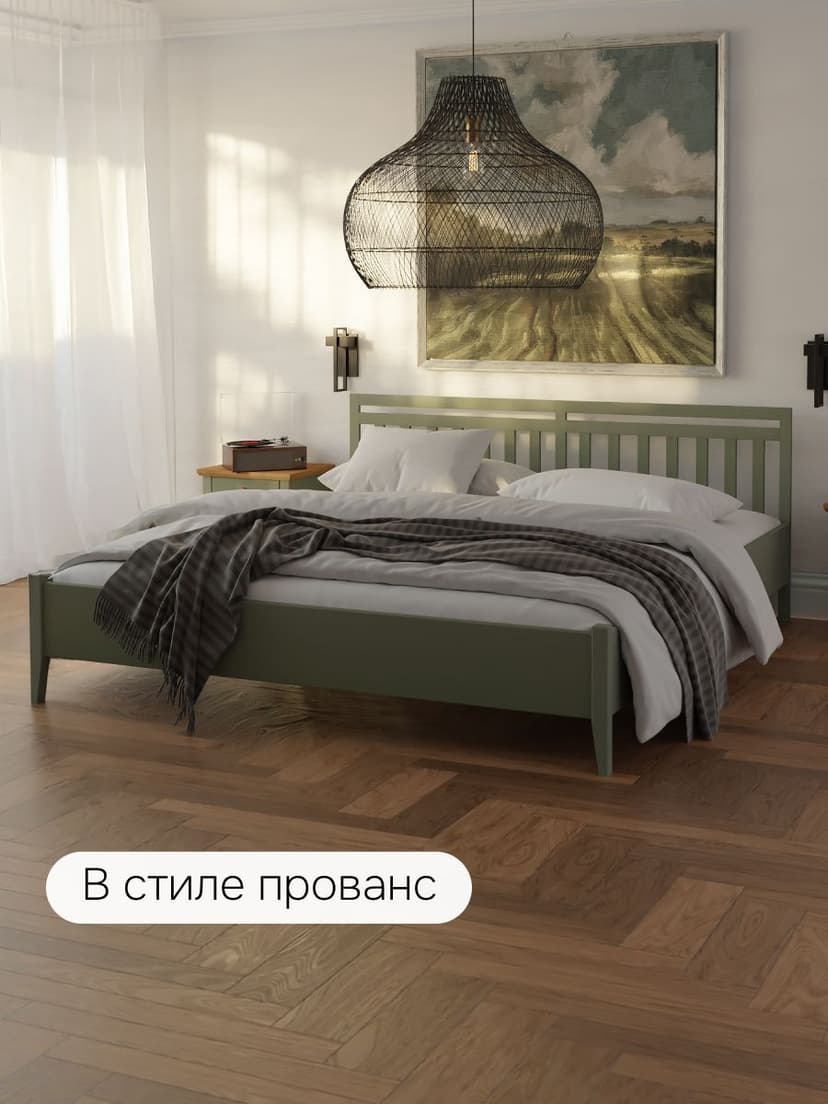Кровать 180х200 см Саргас, из массива дерева, зеленый — фото 2