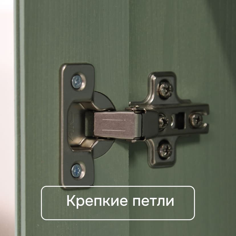 Шкаф-витрина Бритта узкая 40×32×182, массив сосны, тёмно-зелёная, с ящиком — фото 9