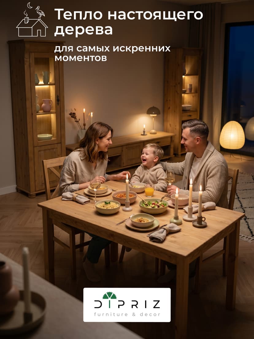 Шкаф-витрина Сюзанна из сосны, бейц — фото 7