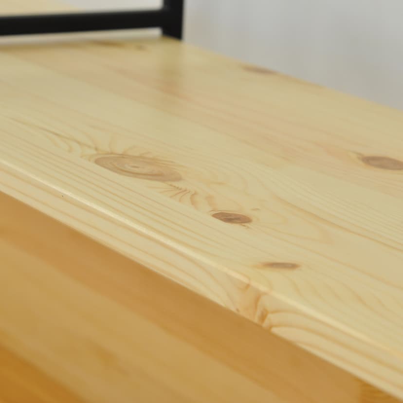 Стеллаж Бьерн 180×35×127, массив сосны с металлическими боковинами, лак, бежевый — фото 9
