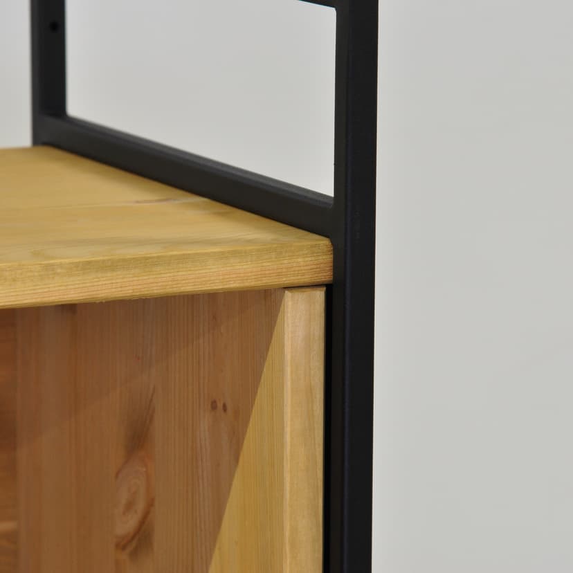 Стеллаж Бьерн 180×35×127, массив сосны с металлическими боковинами, бейц — фото 6
