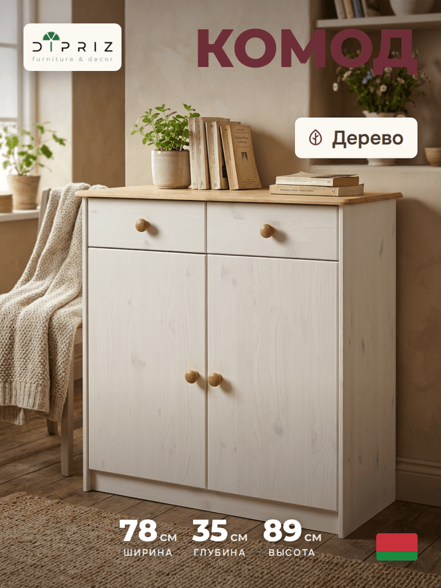Комод 2 двери 2 ящика Хаба