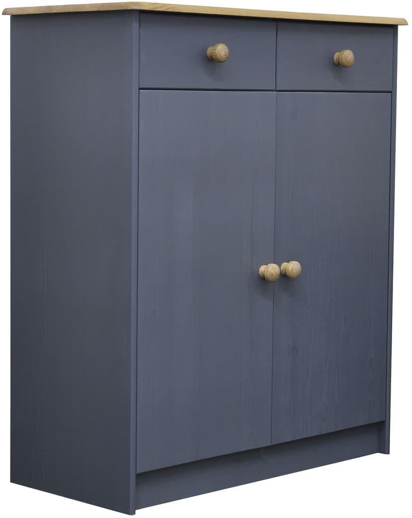 Комод Хаба 78×35×89, 2 двери и 2 ящика, массив сосны, серый воск с сосновой столешницей — фото 6