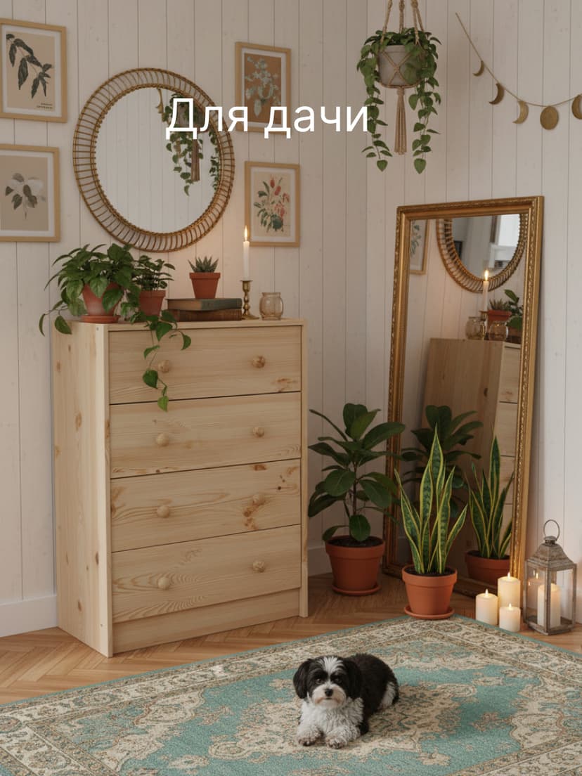 Комод, 62х30х90, Раст, для одежды и игрушек, с ящиками для, из массива дерева, в лаке, светло-бежевый — фото 10