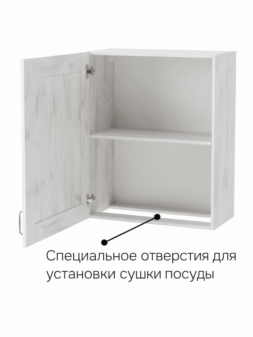 Кухонный модуль, 60х32х75, Стокгольм Светлый, навесной, для сушки посуды, из массива сосны, белый воск — фото 19