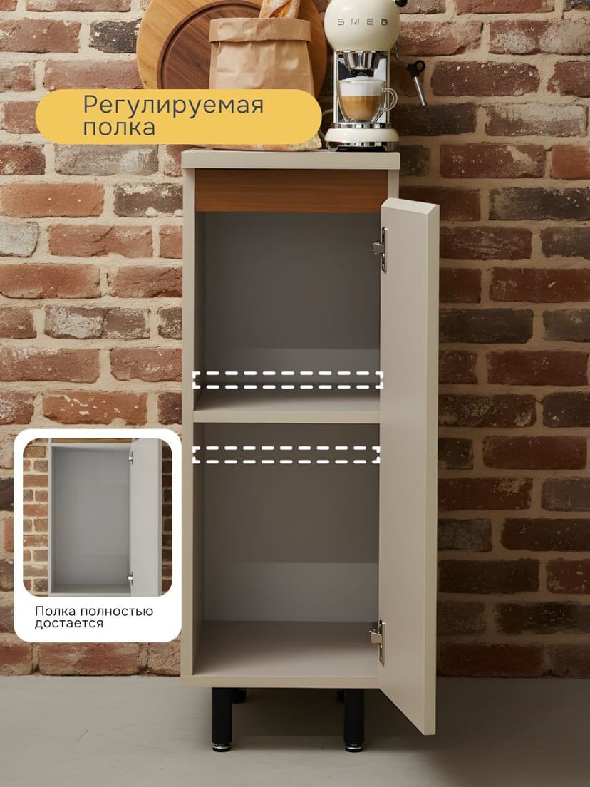 Кухонный модуль напольный Виго, 30х45х83 с дубовой панелью, со столешницей, Dipriz