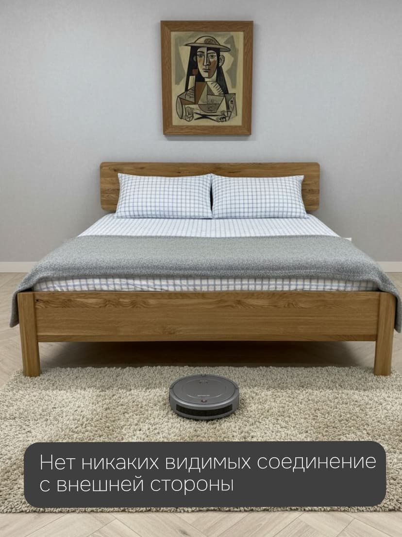 Кровать 180х200, Магнелия, двуспальная, с настилом, массив дуба, лак, Dipriz
