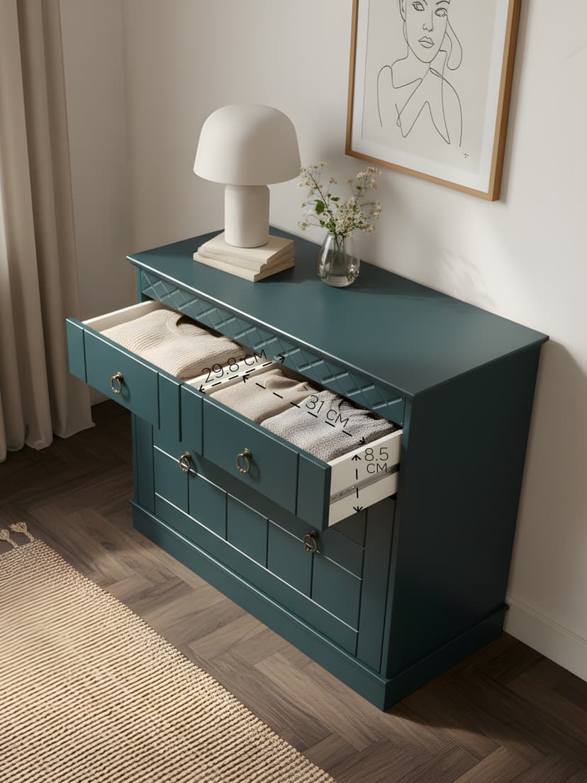 Комод Индра с ящиками, 76.5х78.8х36.5, комод из МДФ, изумрудный, Dipriz