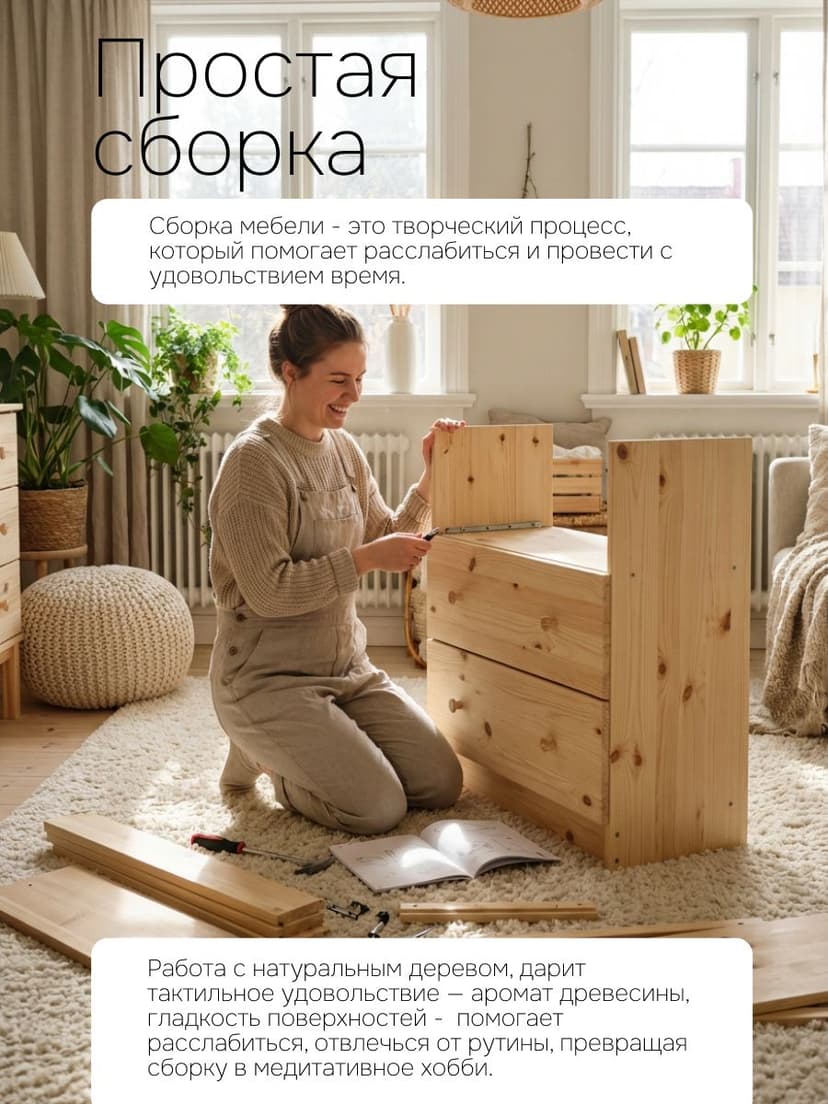 Комод, 90х30х62, Раст, с 4 ящиками, для одежды и игрушек, желтый, массив сосны, IKEA
