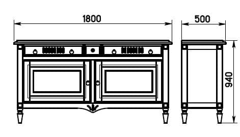 Комод 180х50х94, Джоли, для одежды, массив березы, коричневый, MAKOSA
