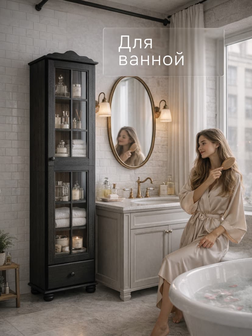 Шкаф с витриной Бритта 2 дв (1 СБ), черный бейц (FSM BY/112 08.02. 075.03 00084)