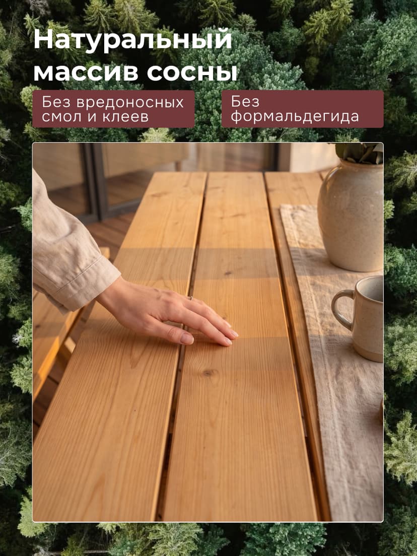Стол обеденный, 210х103х73, Осло, для веранды и сада, массив сосны, бейц, Dipriz