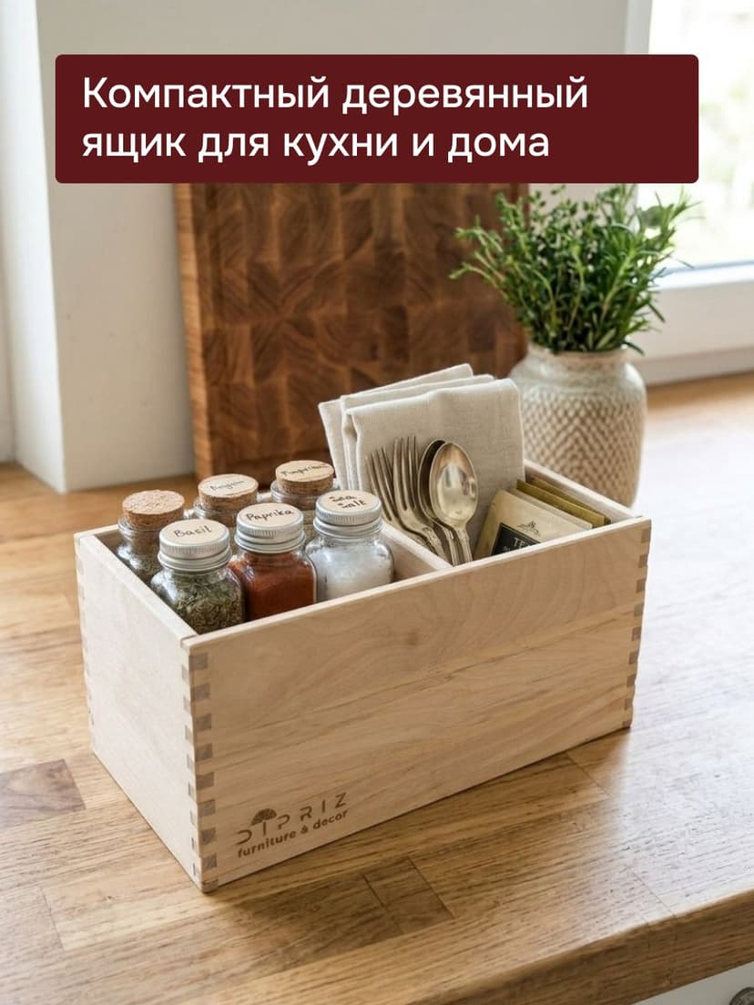 Органайзер настольный 22×11×11, 2 отделения, массив берёзы без покрытия