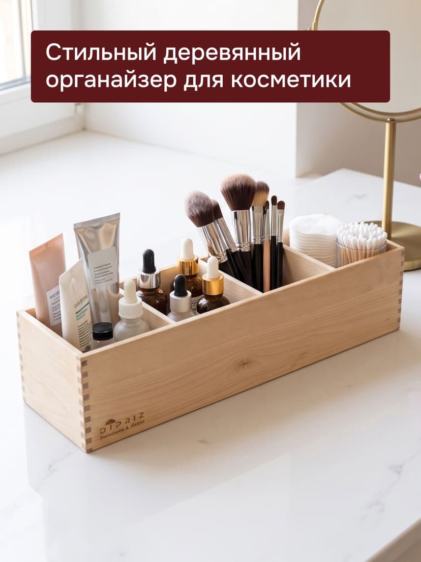 Органайзер настольный 44×11×11, массив берёзы без покрытия