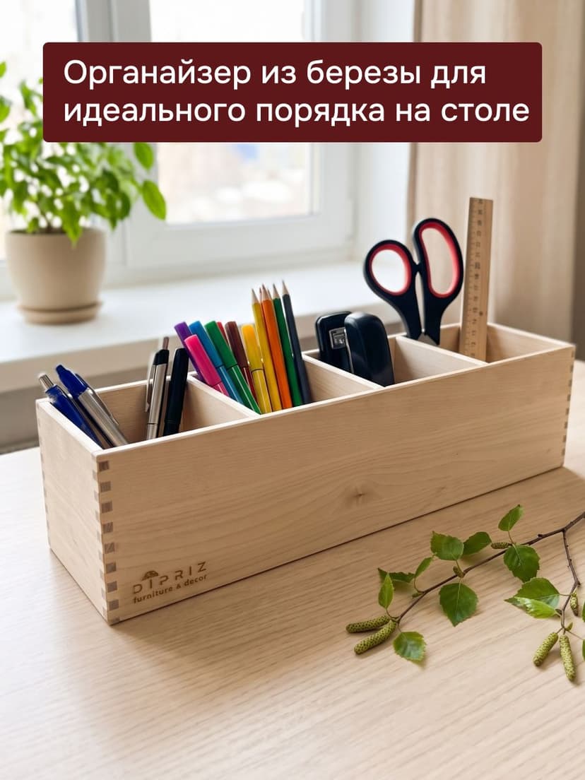Органайзер настольный 44×11×11, массив берёзы без покрытия