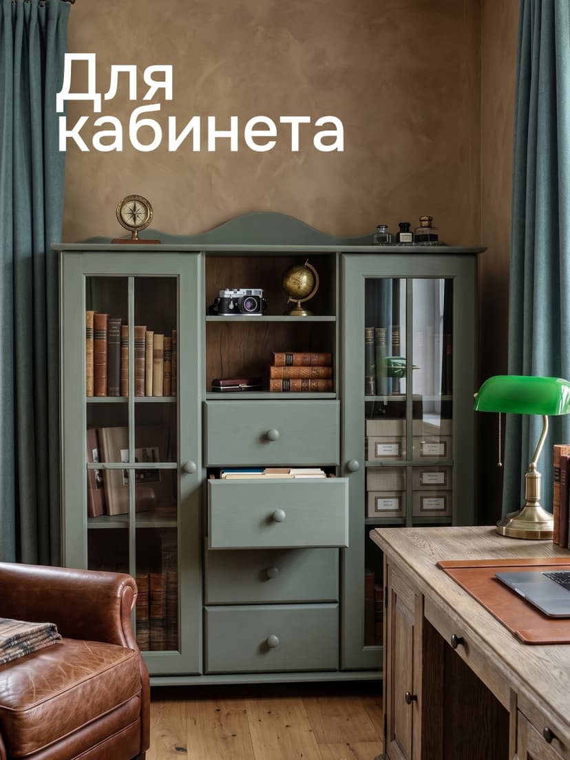 Шкаф, 113х32х128, Бритта, массив сосны, зеленый, Dipriz