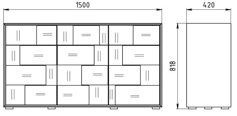 Комод 150х42х82 Тронд, 3 двери 3 ящика, дуб, масло, Makosa