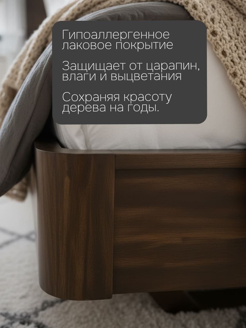 Двуспальная кровать 160х200 Calanthea, массив березы, коричневая Dipriz
