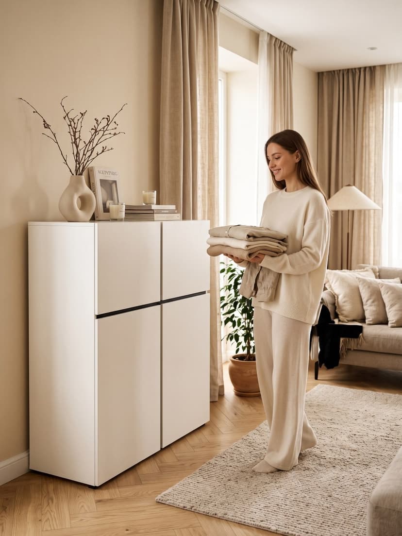 Комод высокий Лайн 4дв Н1390х1194х400, ЛДСП, белый — фото 5