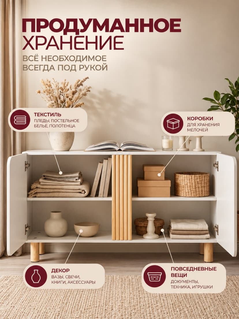 Комод Ола, ЛДСП, белый — фото 5